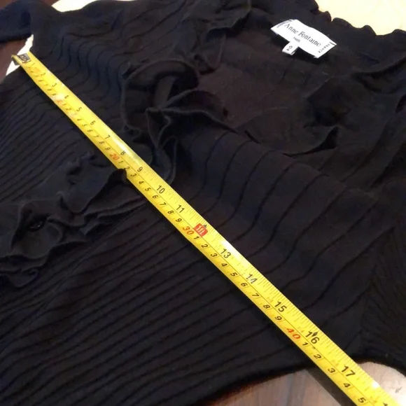 Anne Fontaine Veronica ribbed cotton semi-sheer button ruffle trim cardigan - Picture 11 of 14